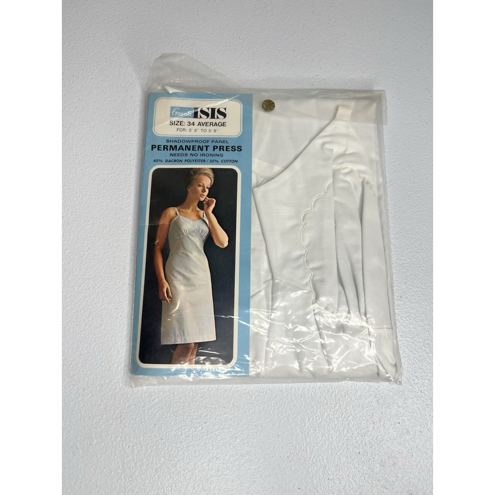 Vtg Grants Isis Slip Gown Size 34 Average Permanent Press White